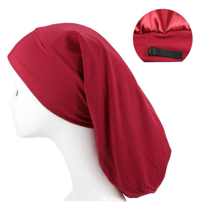 Women's Satin-Lined Adjustable Long Sleep Bonnet (Anti-Frizz Night Protector)