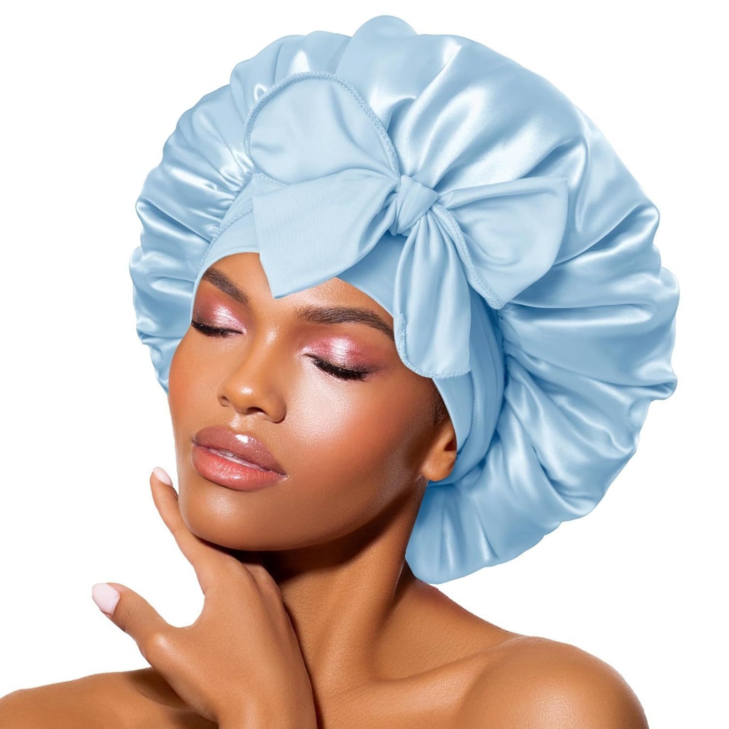 SEVLYA Satin Sleep Bonnet — Double-Layer, Adjustable Tie Band