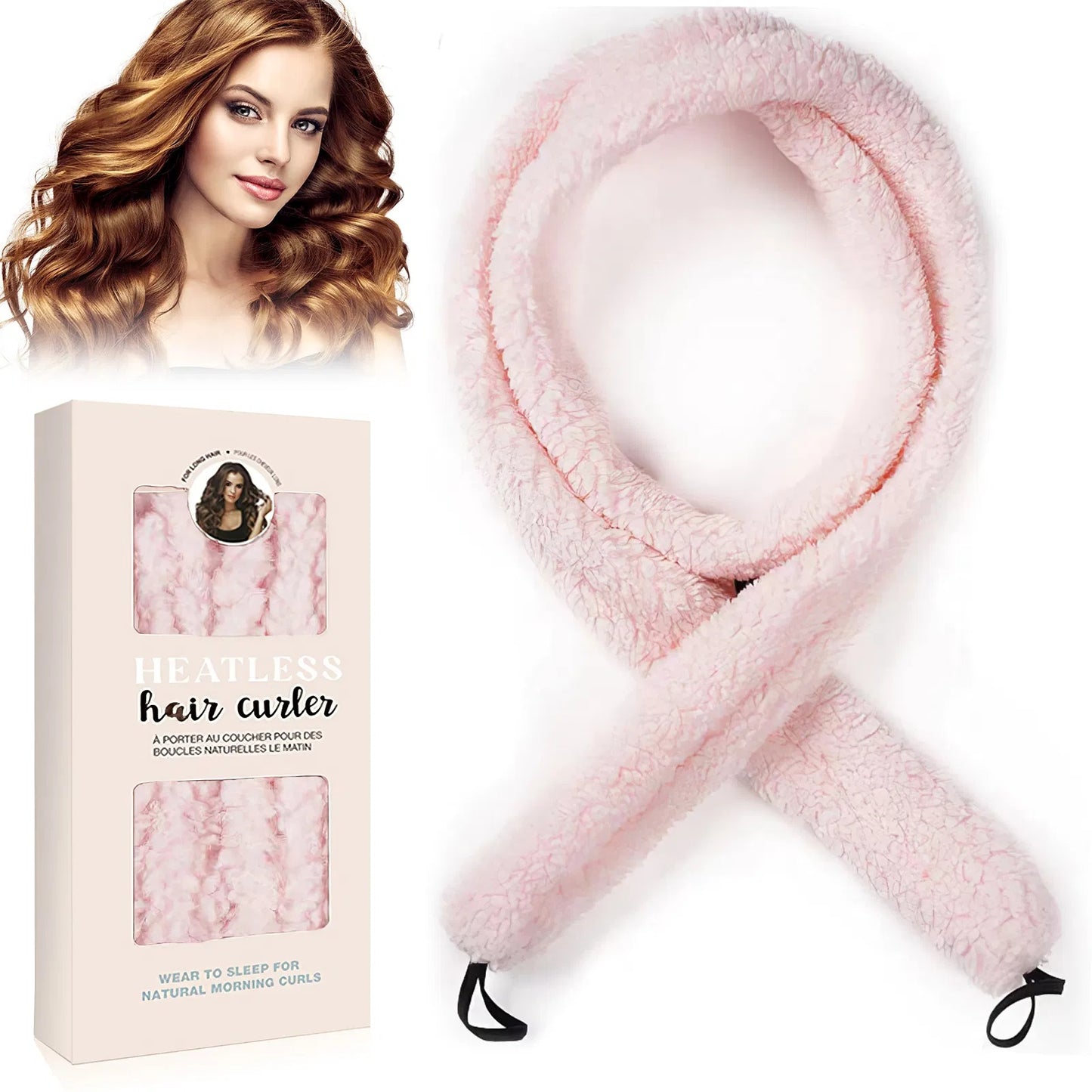 SEVLYA Night Curl Kit — Satin Heatless Curling Rod (Pink)