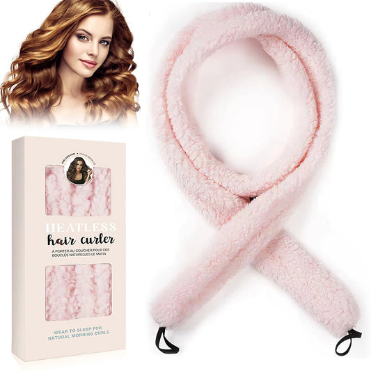 SEVLYA Night Curl Kit — Satin Heatless Curling Rod (Pink)
