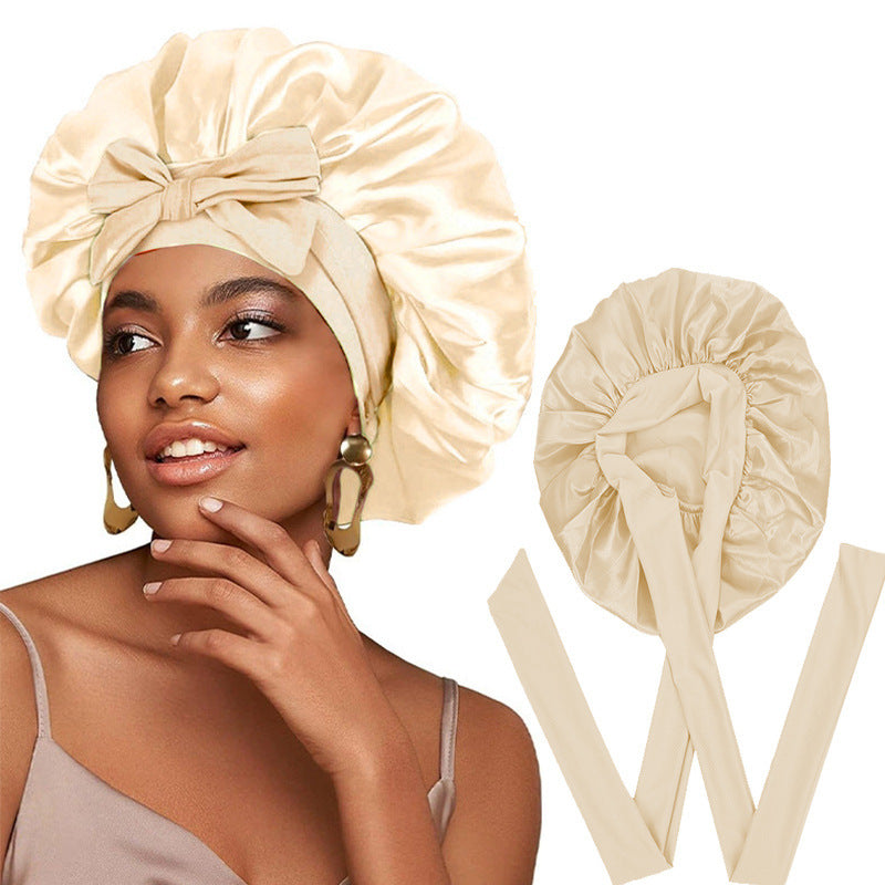 SEVLYA Satin Sleep Bonnet — Double-Layer, Adjustable Tie Band