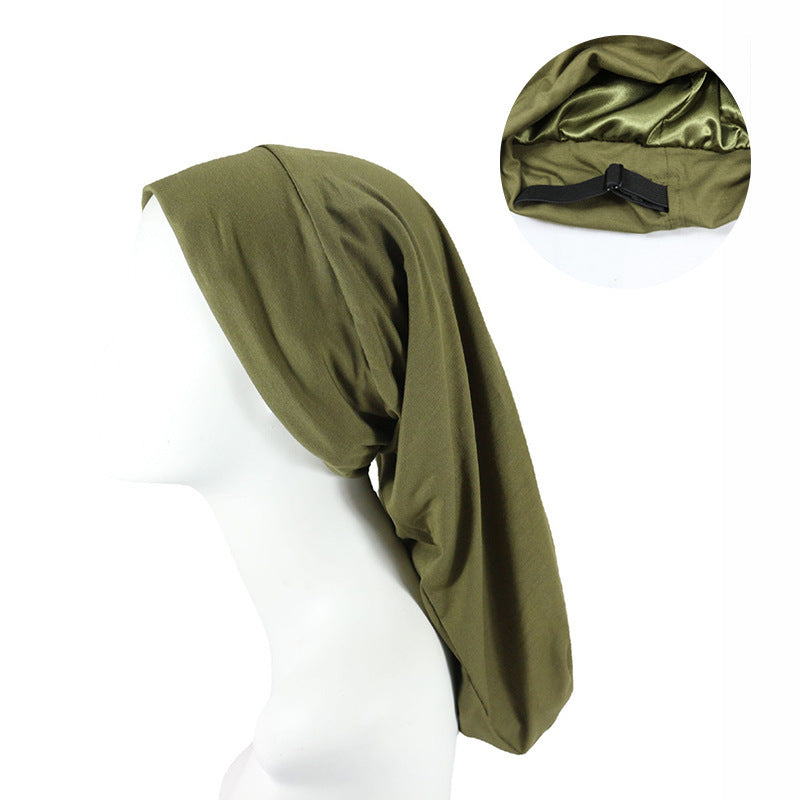 Women's Satin-Lined Adjustable Long Sleep Bonnet (Anti-Frizz Night Protector)